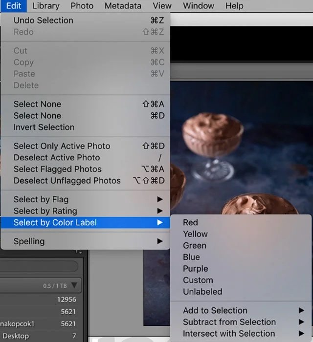 Organize photos in Lightroom screenshot
